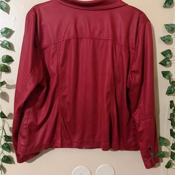 IS SOLD Allison Daley Vibrant Red Leather Jacket - Picture 6 of 7